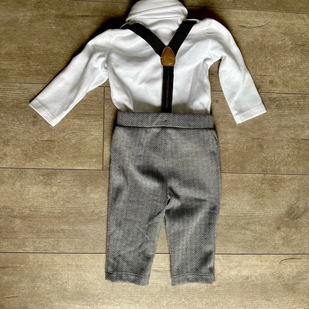 New Koala Baby Boutique Baby Boy Formal Gentlemen’s Suspender Outfit 0-3 Months